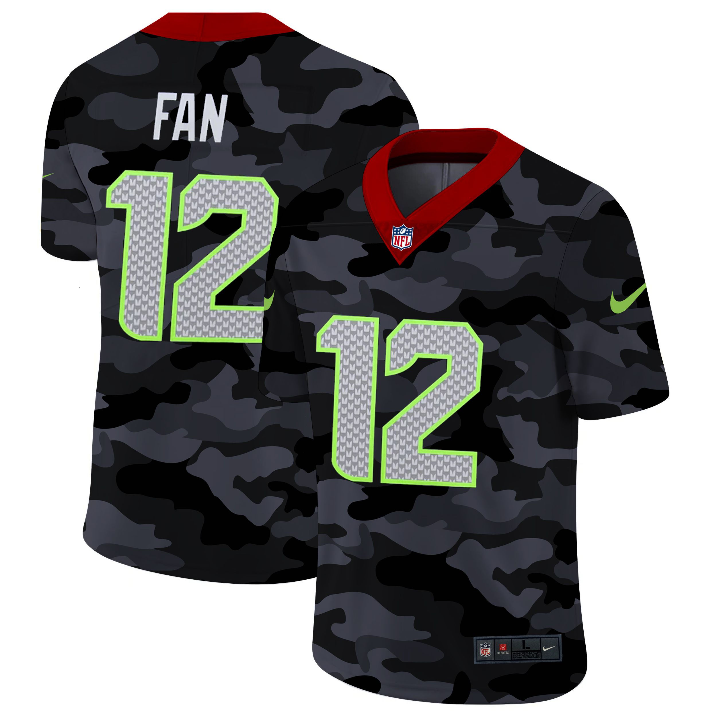 Men Seattle Seahawks #12 Fan 2020 Nike Camo Salute to Service Limited NFL Jerseys